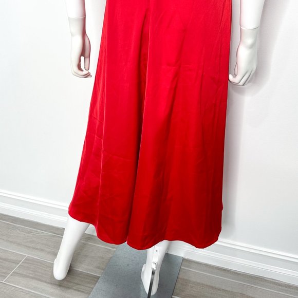 Alamour The Label Tonia Bustier Corset Lace Accent Slit Midi Dress in Red Size M - Picture 14 of 16